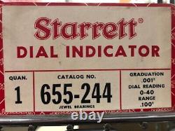 Starrett 655-244J Dial Indicator 0.100 Range, 0-40 Continuous Dial IN STOCK