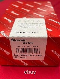 Starrett 655-341J Dial Indicator 0-1.000 Range, 0-50-0 Balanced Dial IN STOCK
