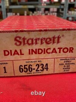 Starrett 656-234J Dial Indicator. 050 Range, Dial Reading 0-20 IN STOCK Vintage