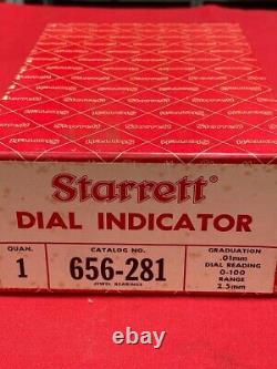 Starrett 656-281J Dial Indicator 0-2.5mm Range, 0-100 Balanced Dial IN STOCK