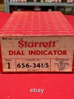 Starrett 656-341/5 Dial Indicator 0.500 Range, Dial Reading 0-50-0 Vintage