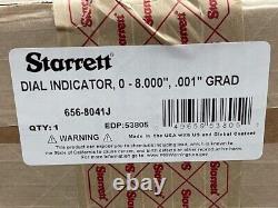 Starrett 656-8041J Dial Indicator 0-8.000 Range, 0-100.001 Grads IN STOCK