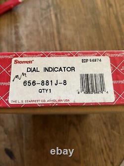 Starrett 656-881J-8 Dial Indicator 0-25mm Range, 0-100 Balanced Dial