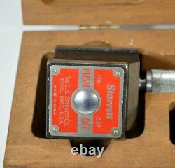 Starrett 657 Magnetic Base and Post Assembly with 196 Inductor in Wood Box
