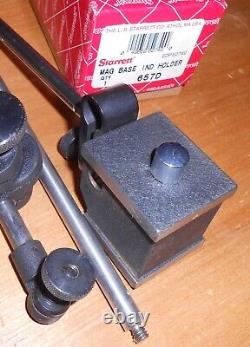 Starrett 657D Magnetic Base Indicator Holder Machinist Tool in Box with extra arm