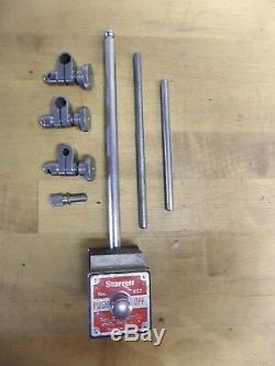 Starrett 657P Magnetic base with 657G Upright Post Assembly, Gage Rods, Snugs