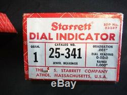 Starrett 657d & 25-341 Magnetic Base Holder & Dial Indicator In Boxes
