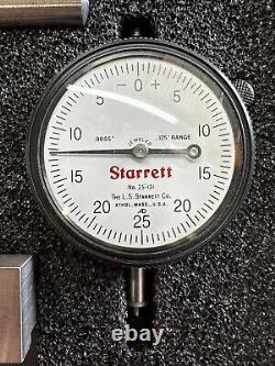 Starrett 665 Indicator Base Inspection Set 0-25-0 Dial. 0005.125 Range NEW