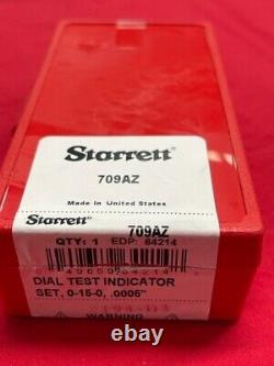 Starrett 709AZ Dial Test Indicator with Dovetail Mount. 030 Range, 0-15-0 Dial