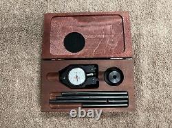 Starrett 81-111 Dial Indicator. 0001 with Adjustable Base & Rods with Wooden Case