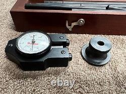Starrett 81-111 Dial Indicator. 0001 with Adjustable Base & Rods with Wooden Case