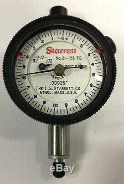 Starrett 81-128TG Dial Indicator, 0.040 Range. 00025 Graduation