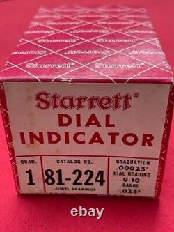 Starrett 81-224J Dial Indicator 0.025 Range, 0-10 Balanced Dial IN STOCK