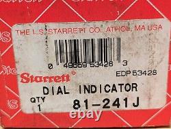 Starrett 81-241J Dial Indicator, 0.250 Range, 0-100 Continuous NOS