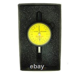 Starrett 81-261J Dial Indicator 5mm Range. 02mm Grads Lug Back Yellow Face USA