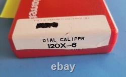 Starrett Dial Caliper, 0-6 White Face EDP 65909 120X-6 carbide