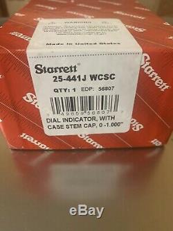 Starrett Dial Indicator No. 25-441J WCSC EDP 56807, WithCase Stem Cap, 0-1.000