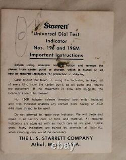 Starrett Dial Test Indicator 196A1Z Complete and 196A5Z (no dial indicator)