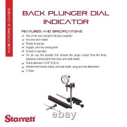 Starrett Dial Test Indicator, 196A1Z Universal Set with Back Plunger, White Face