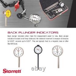 Starrett Dial Test Indicator, 196A1Z Universal Set with Back Plunger, White Face