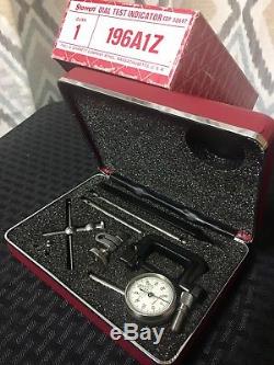 Starrett Dial Test Indicator Model 196A1Z with attachments, box & case EDP 50697