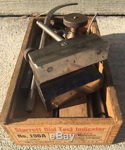 Starrett Dial Test Indicator No 196A Attachments Set Wood Box Vintage