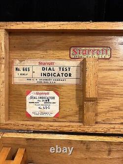 Starrett Dial Test Indicator Set #665 with No 25-C Dial Indicator Orig Wooden Box