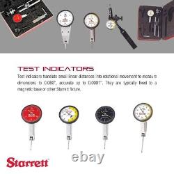 Starrett Dial Test Indicator with Dovetail Mount, Accessories and Case 3908AC