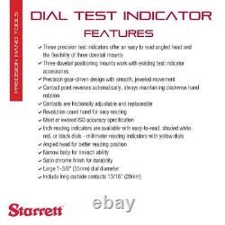 Starrett Dial Test Indicator with Dovetail Mount and Case White Dial 708AZ