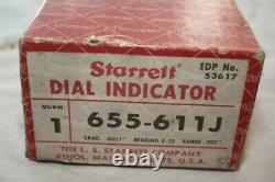 Starrett Dial indicator 655-611J. 0001 Grad reading 0-10 Range. 200 with box