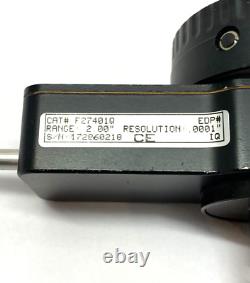 Starrett F27401Q Dial Test Indicator 2.00 Range. 0001 Resolution NO BATTERY