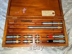 Starrett Measuring Rod Set In Wood Case Set of Eight + Two Dial Indicators
