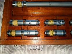 Starrett Measuring Rod Set In Wood Case Set of Eight + Two Dial Indicators