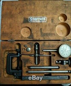 Starrett No 196 Dial Test Indicator Kit Universal Plunger Set Original Wood Box