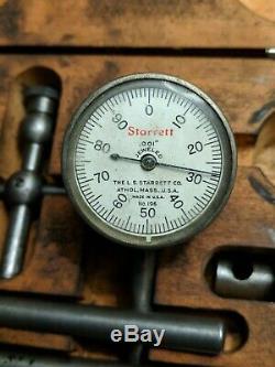 Starrett No 196 Dial Test Indicator Kit Universal Plunger Set Original Wood Box