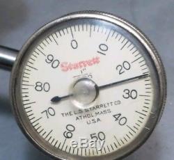 Starrett No. 196 dial indicator with a Flexbar arm and a magnetic base