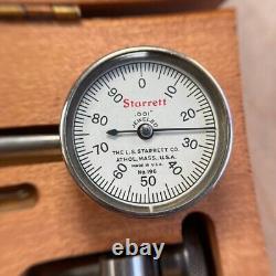 Starrett No. 196A Dial Test Indicator with Attachments -Wood Case-Machinist Tool
