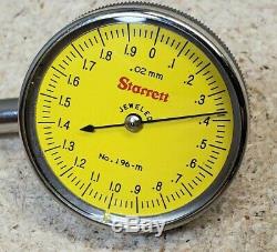 Starrett No. 196M dial indicator set MINT. 02 mm