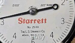 Starrett No. 25-111 dial indicator with No. 674-2 adjustable mounting bracket