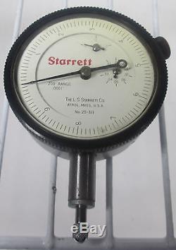 Starrett No. 25-611 Dial Indicator. 0001 Grads. 20 Inch Range 0-10 Dial