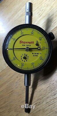 Starrett No. 25-881j Non Shock Dial Indicator 1mm Per Rev Range 25mm 0-100 Dial