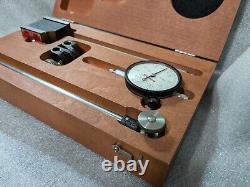 Starrett No 657 Magnetic Base & Dial Indicator 25-131 Set withWood Case NM