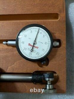 Starrett No 657 Magnetic Base & Dial Indicator 25-131 Set withWood Case NM