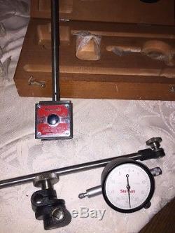 Starrett No 657 Magnetic Base Dial Indicator Box Set Wooden Box Tool