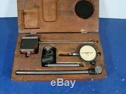 Starrett No. 657A magnetic base with Starrett # 25-131 indicator in wooden box