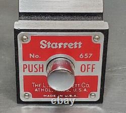 Starrett No. 657A magnetic base with a Starrett No. 196 dial indicator