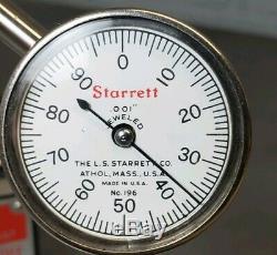 Starrett No. 657A magnetic base with a Starrett No. 196 indicator