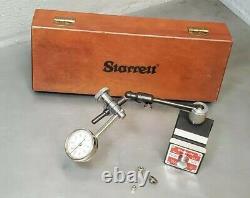 Starrett No. 657A magnetic base with a Starrett No. 196 indicator in wooden box