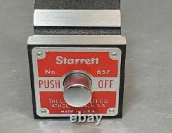 Starrett No. 657A magnetic base with a Starrett No. 196 indicator in wooden box