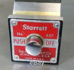 Starrett No. 657A magnetic base with a dial indicator. 0005